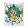 thumbnail image 1 of Maritime Soft Flannel Fleece Throw Blanket, Ship Ahoi Captain Seaman Print on Plain Background, Cozy Plush for Indoor and Outdoor Use, 60" x 80", Multicolor, by Ambesonne, 1 of 5