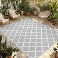 thumbnail image 2 of Outdoor Rug 4x6 ft Light Grey White Geometric Waterproof Outdoor Patio Rug Mat Non Slip Outside Area Rugs Carpet for RV,Camping,Porch,Deck,Pool,Balconybackyard,Minimalist Morocco Pattern, 2 of 9