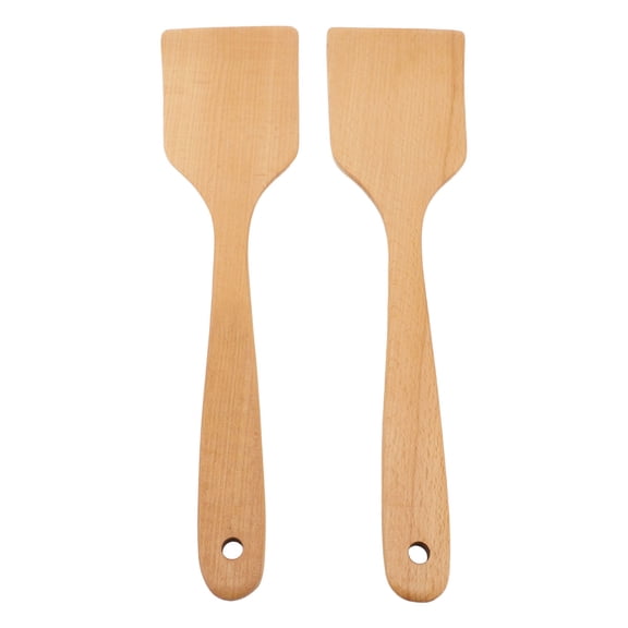 BIMZUC 2‑Pack Beech Wood Long‑Handle Spatulas – Heat‑Resistant, Non‑Stick Friendly, Ergonomic Kitchen Turners for Frying & Serving
