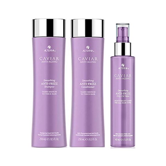 Alterna Caviar Anti-Aging Smoothing Anti-Frizz Shampoo 8.5 oz, Conditioner 8.5 oz and Dry Oil Mist 5.0 oz