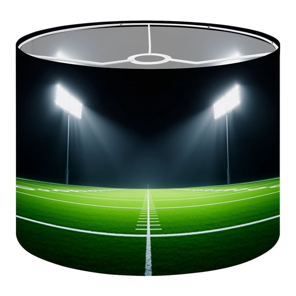 Linen Drum Lampshades Football field 13"x13"x10" Light Shade for Table Lamps Floor Lamps Drum Lamp Shades Lampshade Replacement Xmas Decoration for Sports Fan Assembly Required