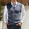 thumbnail image 2 of RMGVDSD Stylish Men's Sweater Vest Mens Sweater Vests Casual Fall Sleeveless V Neck Knit Pullover Loose Fit Versatile Layering Casual Outings Wear Casual Dress Sweater, 2 of 9