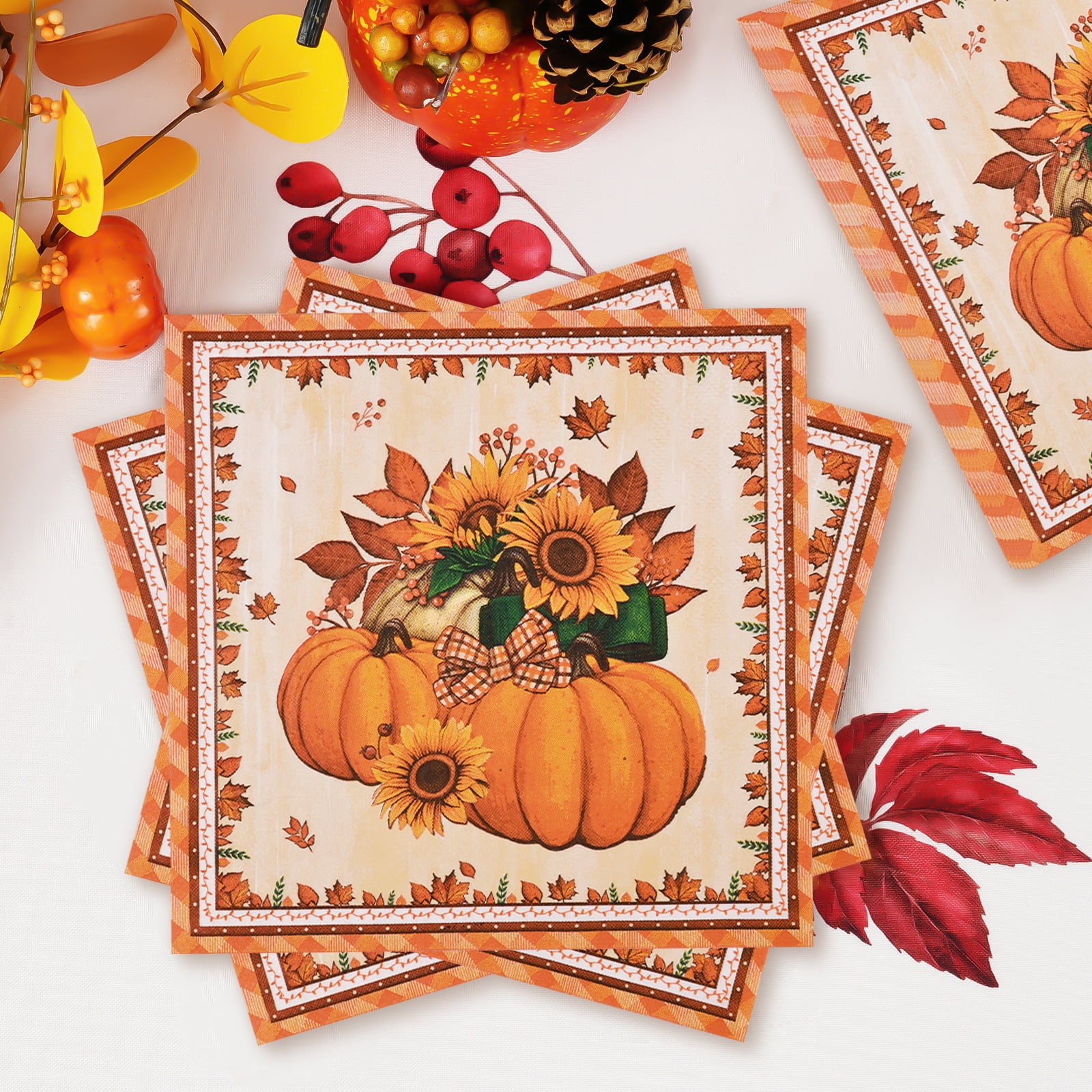 DAZLUTE 200 PCS Fall Paper Plates and Napkins, Fall Dishes, Thanksgiving Disposable Dinnerware and Plates for Thanksgiving and Fall Decorations Party Supplies
