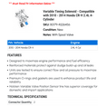 thumbnail image 2 of Variable Timing Solenoid - Compatible with 2010 - 2014 Honda CR-V 2.4L 4-Cylinder 2011 2012 2013, 2 of 2