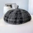 thumbnail image 4 of CoCopeaunt Japanese Angora Rabbit Wool Blend Beret Women Art Ice Crack Stripe Painter Cap Mixed Color Air Hostess Cap, 4 of 6