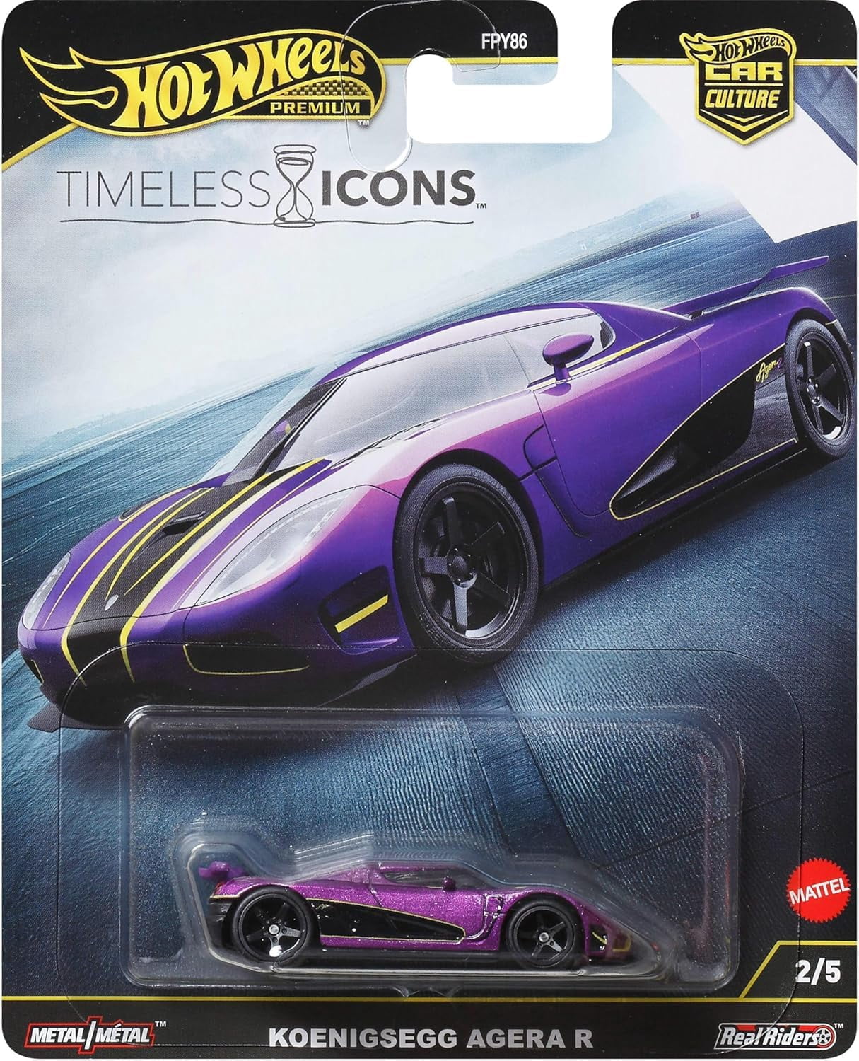 Hot Wheels Fast & Furious Timeless Icons Premium Diecast Cars, Koenigsegg CCXR and Agera R, Purple and Black, Metal, 2-Pack Collection