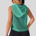 thumbnail image 6 of Htigea Women's Workout Tank Tops Mesh Sleeveless Running Athletic Hoodie Summer Hooded Gym Exercise Tees Green M, 6 of 8