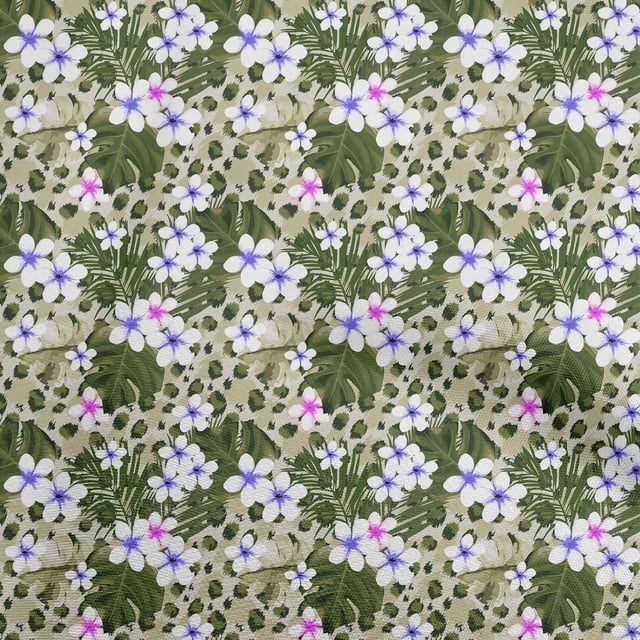 oneOone Georgette Viscose Beige Fabric Tropical Floral Craft Projects Decor Fabric Printed by The Yard 42 Inch Wide