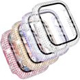 thumbnail image 1 of 4-Pack Compatible with Apple Watch Case 38mm Protective Bumper with Screen Protector, 200 Crystal Diamond Bling Cases Cover for Apple Watch Series 3 2 1, Rose Gold/Pink/Rainbow/Clear, 38mm, 1 of 5