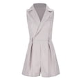 thumbnail image 3 of Women's Fashionable Spring And Summer Temperament Commuting V Neck Can Tie Belt Jumpsuit Womens Casual Jumpsuit Tube Rompers for Women Denim Pantsuit for Women Prom Jumpsuits And Rompers for Juniors, 3 of 7