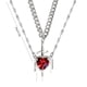 thumbnail image 2 of Red Crystal Heart-shaped Dagger Pendant Layered Necklace With French Women's Collarbone Chain, 2 of 5