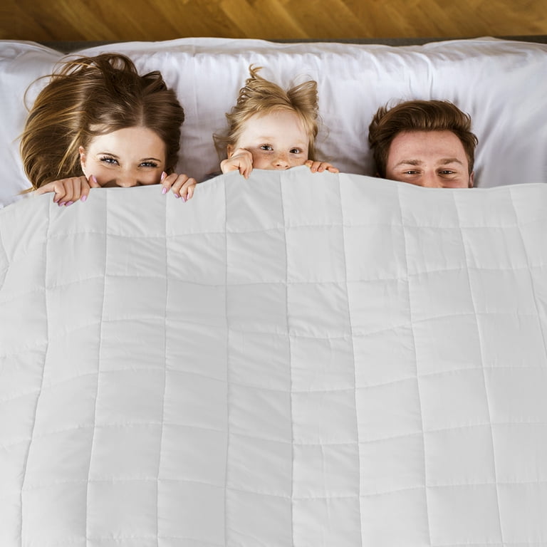 Free Shipping Teler Weighted Blanket for Adult 15lbs 60 x80 Queen Size White Cooling Breathable Heavy Blanket Walmart