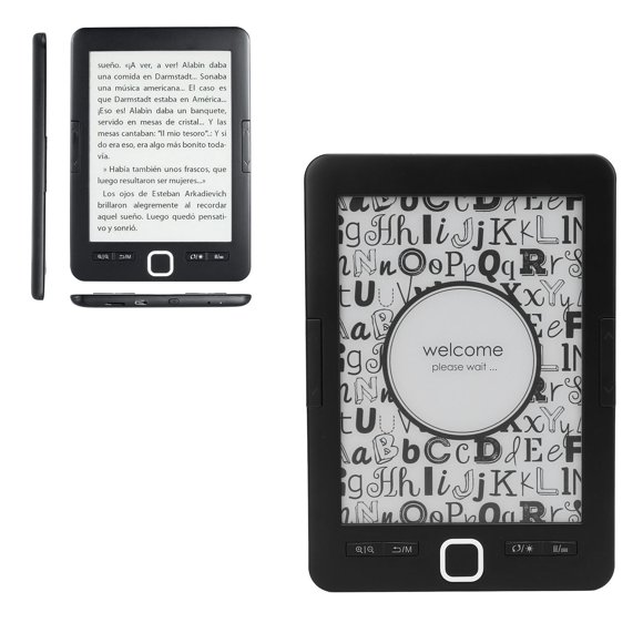 Lector Eléctrico de Pantalla de Tinta, Lector de Biblioteca Eléctricos Digitales Pantalla Transparente 1024 x 758 Reduzca la Fusión Ocular Portable 6 Pulgadas Con 8 G de