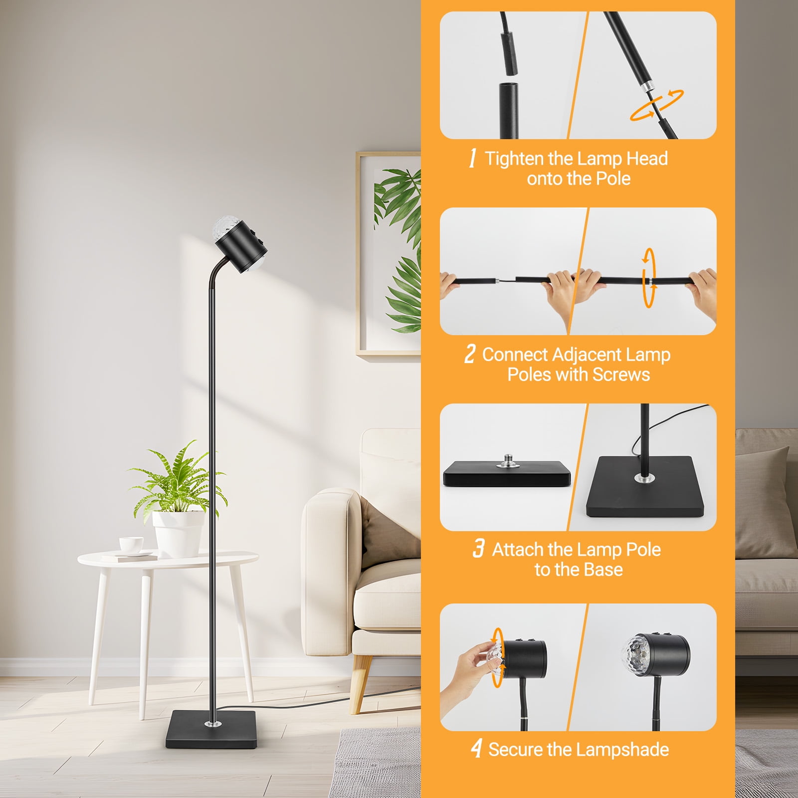 KAIPARA Sunset Standing Floor Lamp with Ocean Wave Effect, 360° Rotation, 16 Color Filters, Atmosphere Lamp with Remote, 3D Ocean Wave Floor Lamp Led Lights for Living Room & Bedroom