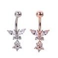 thumbnail image 3 of Racing Butterfly Butterfly Zircon Surgical Steel Navel Piercing Belly Button Rings Body Jewelry, 3 of 7