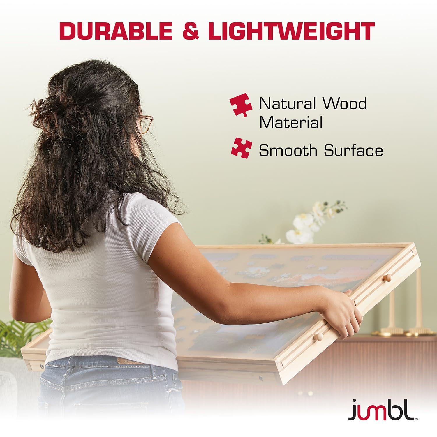 Jumbl 1000-Piece Puzzle Board with Drawers, Foldable Legs & Cover - Wooden Jigsaw Puzzle Table