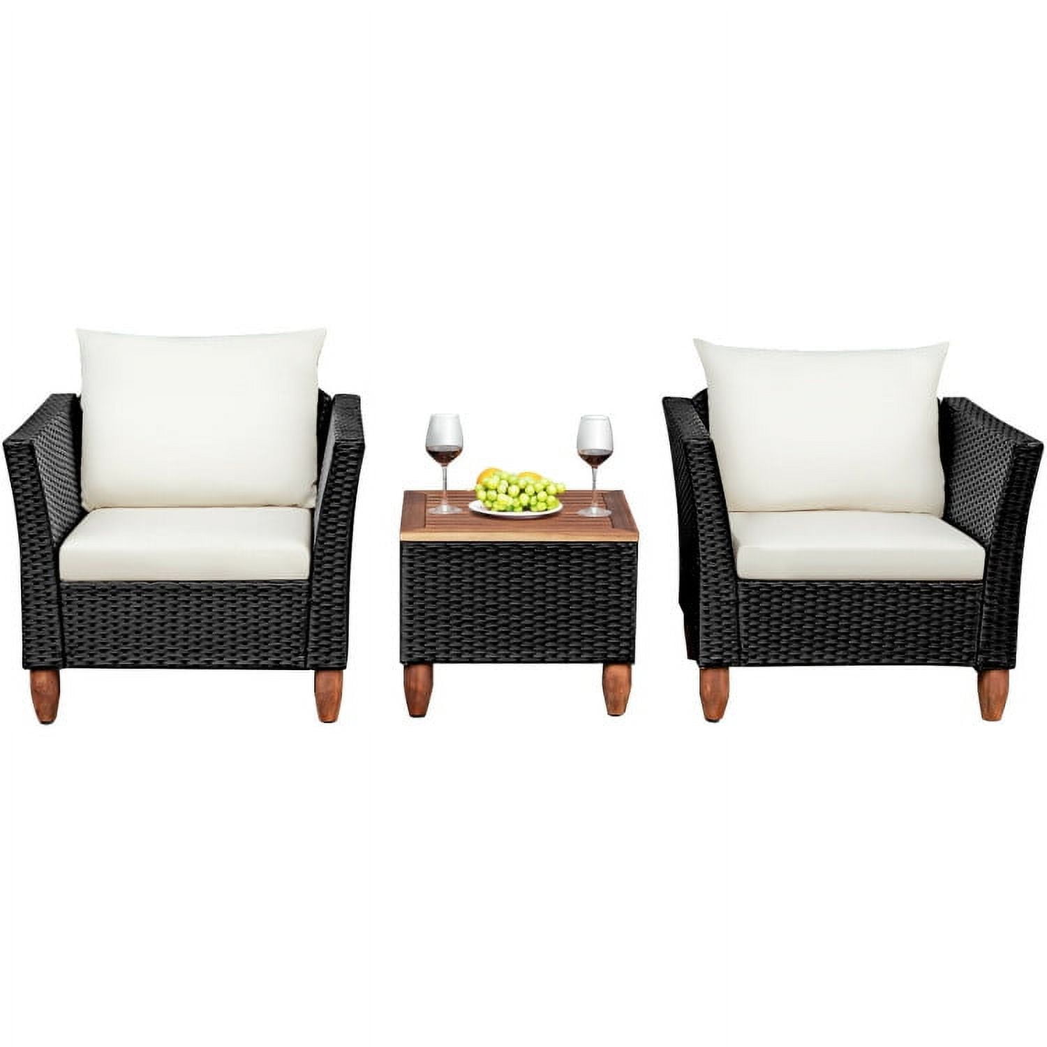 GVN 3 Pieces Outdoor Patio Rattan Furniture Set, Patio Outdoor Furniture Conversation Sets with Coffee Table and Cushions-Beige GVN 3 Pieces Outdoor Patio Rattan Furniture Set, Patio Outdoor Furniture Conversation Sets with Coffee Table and Cushions-Beige