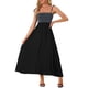 thumbnail image 2 of Vestido Smocked Inspire Chic para Mujer con Cuello Cuadrado, Estilo Boho, Tirantes Espagueti, Largo, Negro, Talla M, 2 of 6