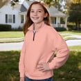 thumbnail image 3 of Uorisanigo Quarter Zip Pullover Sweatshirts for Girls, Lightweight Light Pink Long Sleeve Lapel Zipper Sweatshirt, Casual Pullover Jackets for Vacation Shopping Exercise Wear, 3 of 7