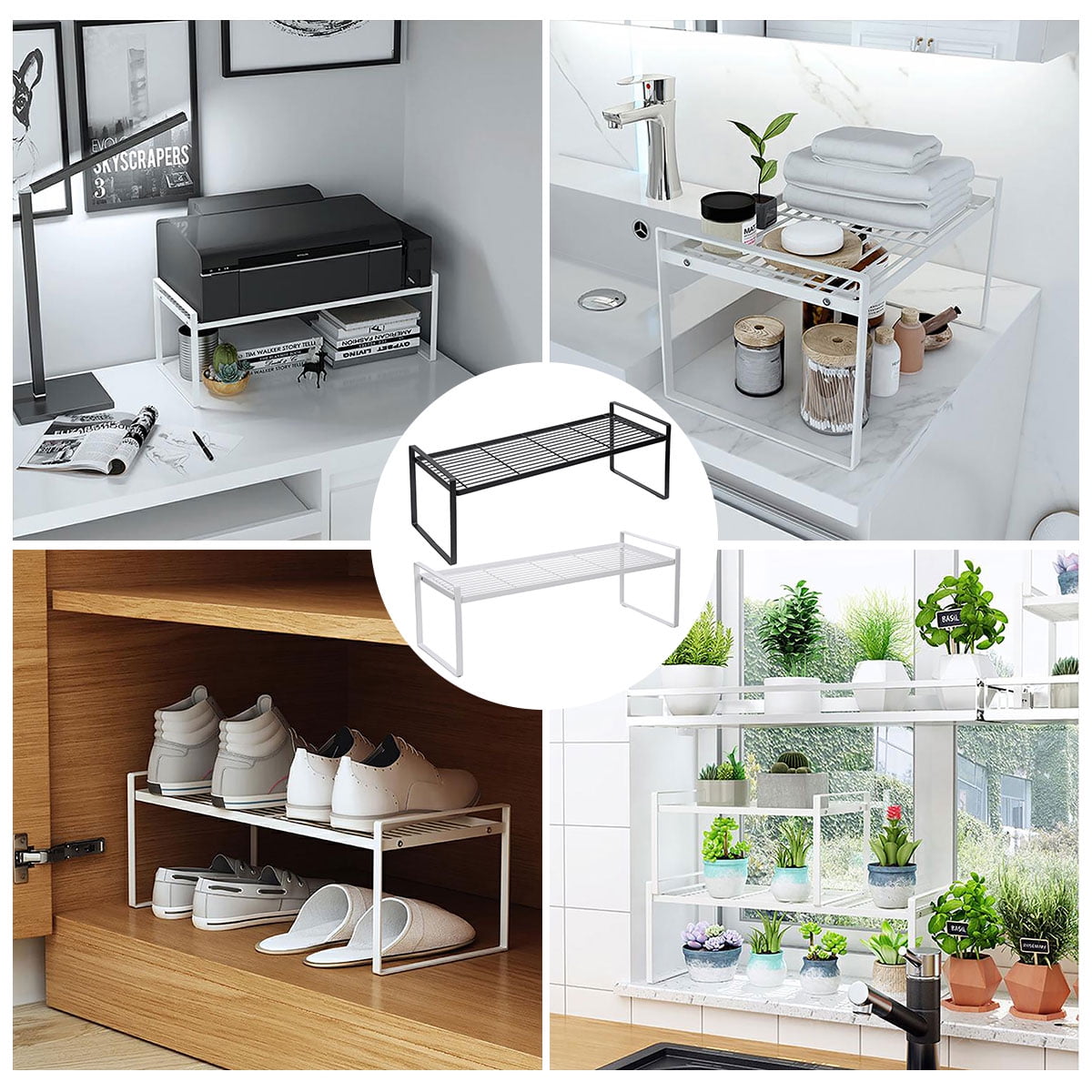 Space Saving Rack Stackable Kitchen Storage Shelving Organizer Book