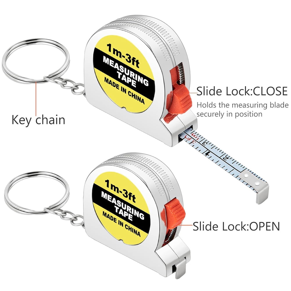 HOT Tape Measure Keychains Functional Retractable Measuring with Slide Lock for Construction ,1M/3FT,A