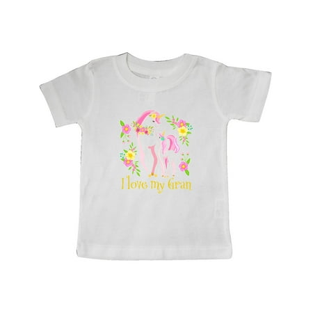 

Inktastic I Love My Gran Unicorn with Pink and Yellow Flowers Gift Baby Boy or Baby Girl T-Shirt