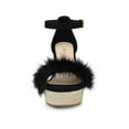 thumbnail image 6 of BLISSFUL STEP Women's Sandals Wedge Heels Espadrille Platform Faux Fur Ankle Strap Sandals Black 7.5, 6 of 6