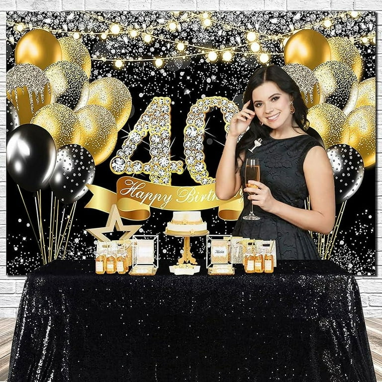 Happy 40th Birthday Backdrop Black and Gold Birthday Party Decorations Glitter Balloons Photography Background for Men Women Fabulous 40th Bday Supplies Forty Years Old Cake Banner - Walmart.com Happy 40th Birthday Backdrop Black and Gold Birthday Party Decorations Glitter Balloons Photography Background for Men Women Fabulous 40th Bday Supplies Forty Years Old Cake Banner - Walmart.com
