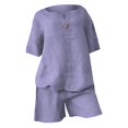thumbnail image 6 of GILIGEGE Linen Sets for Women 2 Piece Summer Cotton Linen 2 Piece Short Set for Women Solid Color Summer Loose Short Sleeve Matching Set Shorts Lounge Beach Vacation Two Piece Outfits Tracksuits, 6 of 7