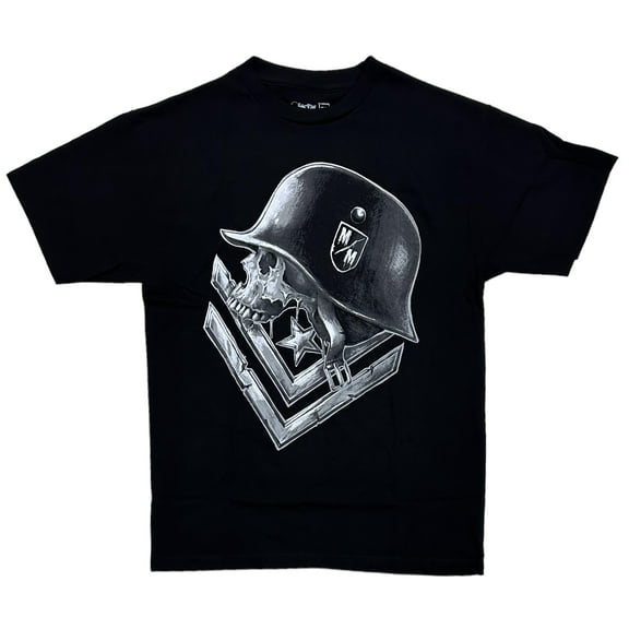 Metal Mulisha Men's Military Skull Graphic Tee T-Shirt in Black (Medium, Black)