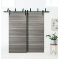 thumbnail image 4 of Double Bypass Barn Sliding Grey Doors 64 x 96 with 6.6FT Rails | Planum 0020 Ginger Ash | Heavy Top Mount 2 Tracks Slider Set | Closet Modern Solid Core Doors, 4 of 6