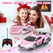 Betheaces Remote Control Car for Kids, 1:18 Pink RC Cars Toys for Kids Electric Vehicle Toy Car Hobby Racing Car with Lights & Controller, Birthday Gifts for Girl Boys Age 3-9 Years Old(Pink)