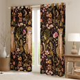 thumbnail image 2 of Homewish Wild Cheetah Leopard Black Out Curtains,Retro Rustic Flower Curtains Pack of 2 (42x63 Each),Colorful Country Floral Bedroom Curtains For Boys Kids,Luxury Bedroom Decor, 2 of 6