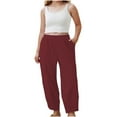 thumbnail image 6 of WERYOUNG Girls Boys Casual Pants Summer Solid Color Stretch Elastic Empire Waist Straight Wide Leg Pants With Pockets Lovely Sweat Pants,,12-13 Years, 6 of 7