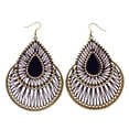 thumbnail image 1 of Purple & Gold-Tone Colored Fabric Dangle-Earrings #LQE2039, 1 of 2
