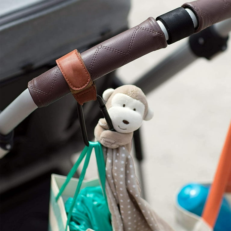 Stroller Hooks for Hanging, Leather Stroller Clip Straps, Baby Stroller Hooks for Diaper Bags Grocery Shopping Bags, Mommy Hook for Stroller, Size: 3