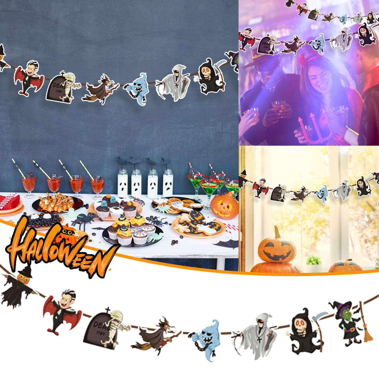 Halloween Halloween Flag Decoration Paper Shopping Mall Kindergarten