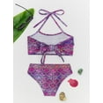 thumbnail image 6 of iiniim Kids Girls Two Pieces Bikini Swimsuit Halter Neck Swim Top with Briefs Bottoms Sets Purple 120, 6 of 7