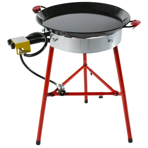 Ringg Chef Series Classic Outdoor Propane Flat Top Cooking Kit, 22-in. Enameled Steel Pan, Dual Burner & Stand for Camping and Backyards