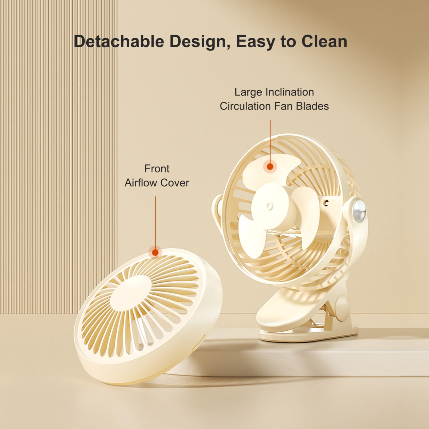 Aioneus Clip On Fan 5-Speed 360° Rotation Battery Operated Small Desk fan, Blue