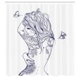 thumbnail image 3 of Ambesonne Tattoo Shower Curtain, Woman Floral Botanical Art, 69"Wx84"L, Dark Purple and White, 3 of 4