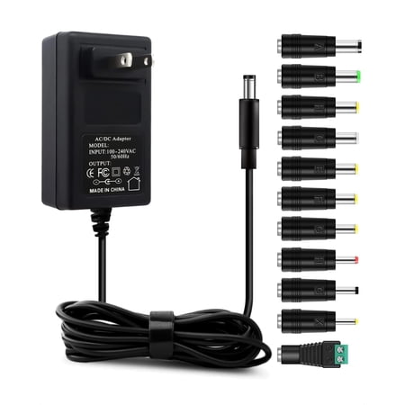 LujingZ 12V 3A AC Adapter Power Supply Charger 12 Volts 3 Amps Regulated Switching Power with 11 Interchangeable DC Plug Compatible with 500mA 600mA 700mA 800mA 900mA 1000mA 1500mA 2000mA 2500mA 300