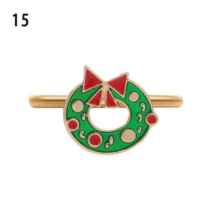 

Metal Creative Santa Claus Wedding Supplies Elk Merry Xmas Table Decoration Mouth Ring Napkin Ring Christmas Supplies 15