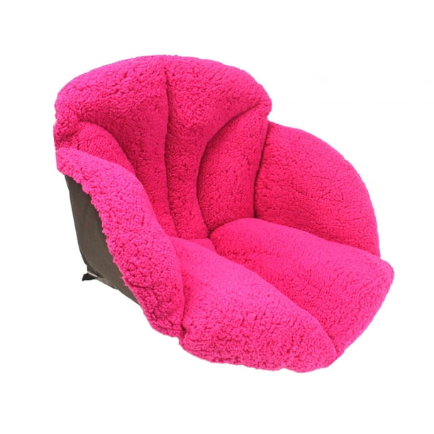 Cojín de silla de felpa, cojín de asiento de silla de escritorio, relleno grueso con soporte lumbar Rosa roja