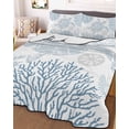 thumbnail image 2 of Quilts Full Size, Blue Sea Turtle Soft Comforter Bedding Set for Bed, Coastal Coral Summer Beach Nautical Lightweight Quilted Bedspread with Pillow Cover(2 Pieces) for All Season, 78x90 Inch, 2 of 6