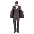 thumbnail image 4 of Brown Solid Shiny Sharkskin 3-PC Regular Modern Fit Suits, 4 of 4