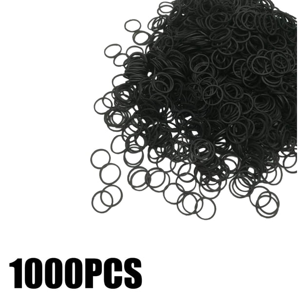 Mini Gomas Elásticas Suaves Pequeñas Gomas Negras Diminutas para Niños Trenzas Peinado de Boda (1000 Piezas Negro)