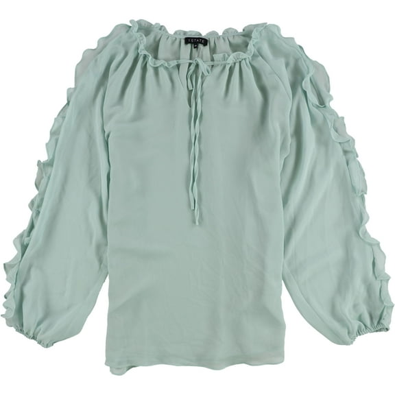 1.STATE Womens Flutter Sleeve Ruffled Blouse, Green, Plus Size, 2X
