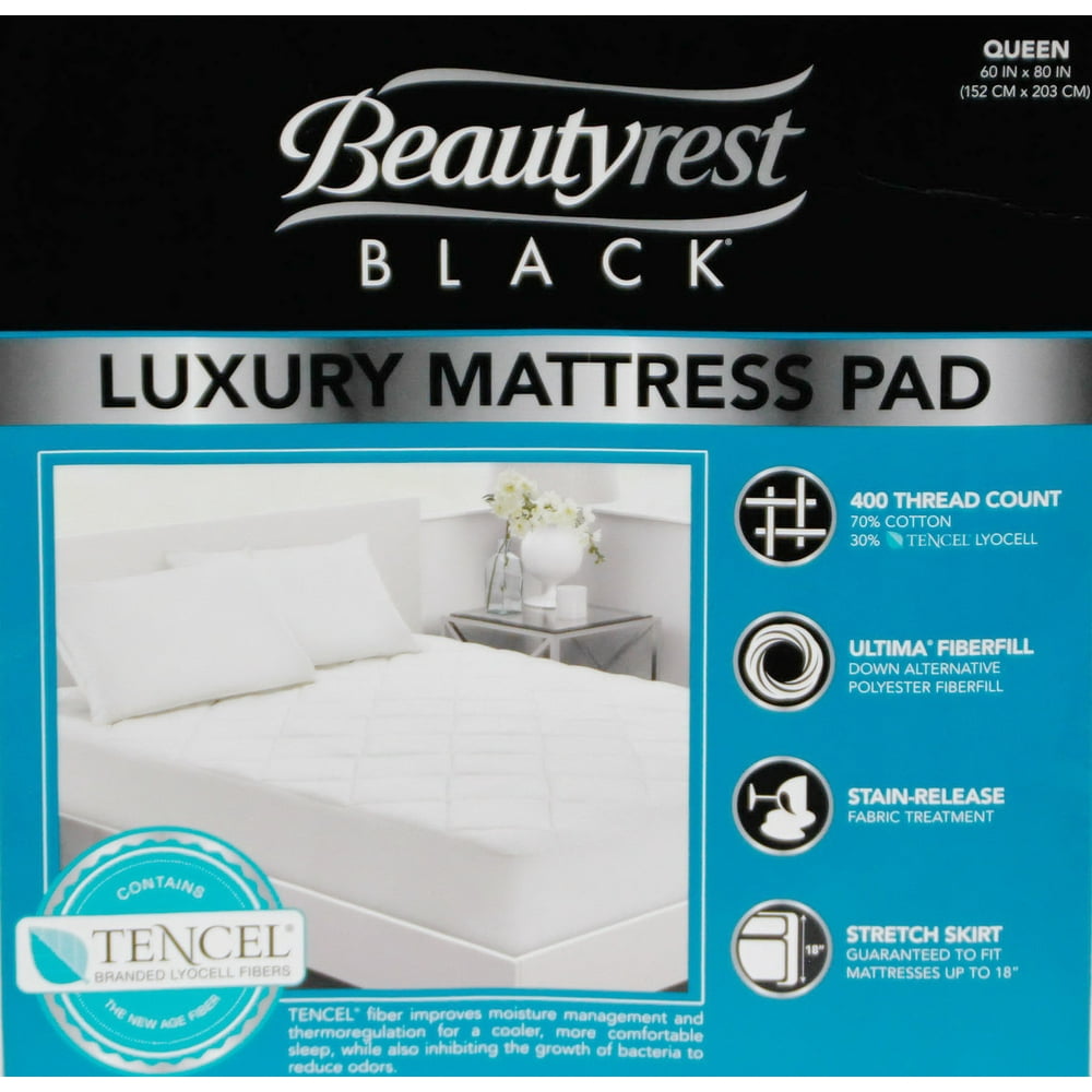 Beautyrest Black Luxury Mattress Pad Queen 60 x 80 Cotton ...