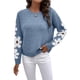 thumbnail image 2 of Suéteres de Cuello Redondo, Larga y Hombros Caídos con Estampado Floral para Mujer. Azul S, 2 of 10